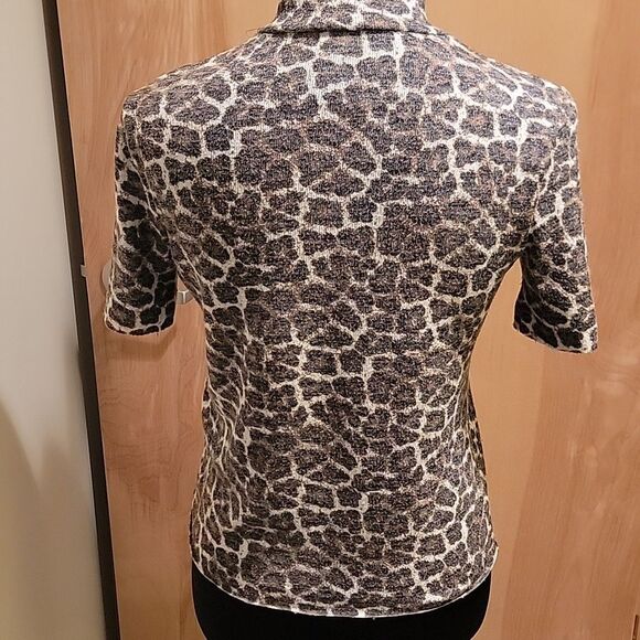 Zara Animal Print Short Sleeve Top Sz S - Picture 3 of 7
